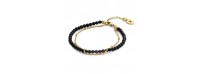 BLACK AGATE BEADS AND GOURMET CHAIN