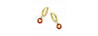 HEART RED HOOPS EARRINGS
