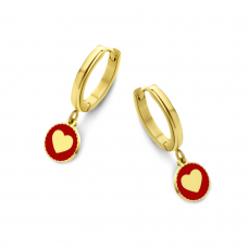 HEART RED HOOPS EARRINGS