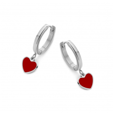 WHITE HEART HOOPS EARRINGS