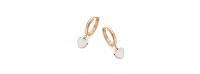 WHITE HEART HOOPS EARRINGS