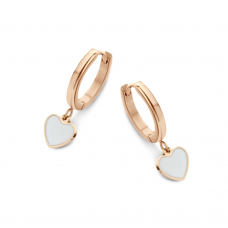 WHITE HEART HOOPS EARRINGS