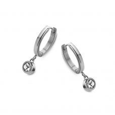 WHITE STONE HOOPS EARRINGS