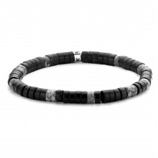 Bracelet with Grey and Black Beads 