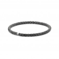 Βracelet steel black agate beads