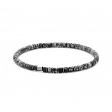 Βracelet steel snow obsidian beads