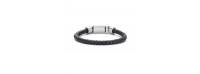 Bracelet Steel black braided leather