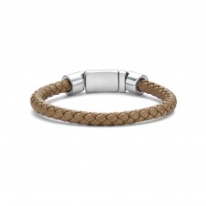 Bracelet Steel light brown braided leather