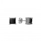 Square Ear Studs With Black Zirconia