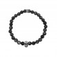 Kaliber black labradorite bracelet with stainless steel Skull bead