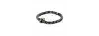 Kaliber matt dark grey beads bracelet with wolf charm