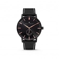 Kaliber Watch with Black Leather Strap and Black Plated 40MM Case