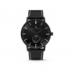 Kaliber Watch with Black Leather Strap and Black Plated 40MM Case