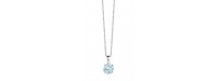 Silver necklace blue round cz 10mm 40+5cm rhodium