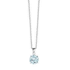 Silver necklace blue round cz 10mm 40+5cm rhodium