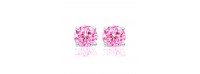 Silver earrings pink round cz 8mm cz rhodium