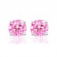 Silver earrings pink round cz 8mm cz rhodium