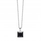 Silver necklace black square zirconia, 40+5cm rhodium