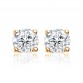Silver earrings white round cz 8mm gold plated