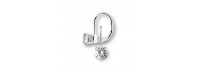 Silver earrings white round cz 6mm rhodium