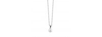 Silver necklace fresh water pearl, 40+5cm rhodium