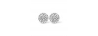 Silver earrings 8mm round grey crystal rhodium