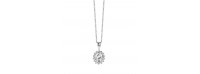 Silver necklace Rosette white CZ 40+5cm 