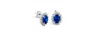 Silver earrings rosette blue and white rhodium