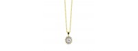 Silver necklace Rosette white CZ 40+5cm gold plated