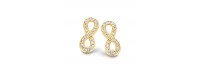 Silver Earrings Infinity White CZ gold plated