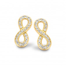Silver Earrings Infinity White CZ gold plated