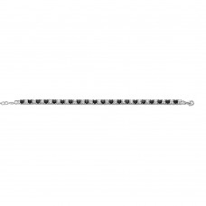 Silver Bracelet Square Black + White CZ rhodium 17+3cm – 4mm