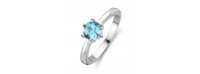 Silver Ring Light blue 6MM CZ RHO