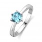 Silver Ring Light blue 6MM CZ RHO