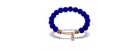 CLEAR BLUE BEADS ROSE GOLD