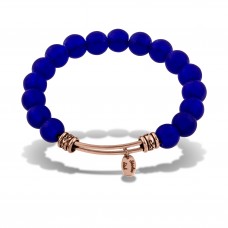 CLEAR BLUE BEADS ROSE GOLD