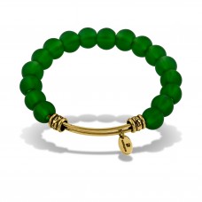 CLEAR GREEN BEADS GOLD