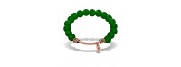 CLEAR GREEN BEADS ROSE GOLD